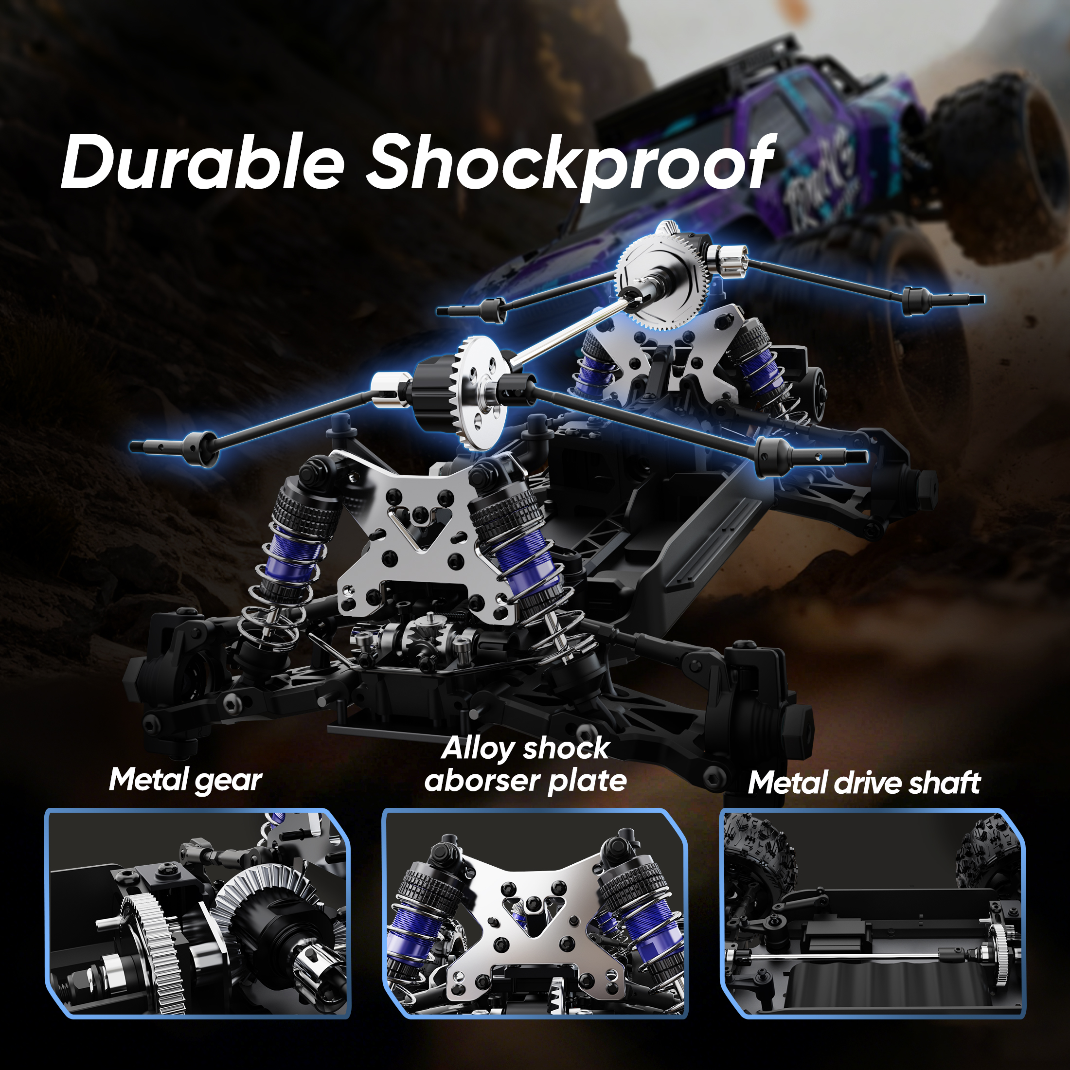 JIUSI PT14R 2.4G 1/14 Electric 4WD 80KM/H Brushed Remote Controller Off-Road Monster Truck High Speed RC Car App-Controlled 150m