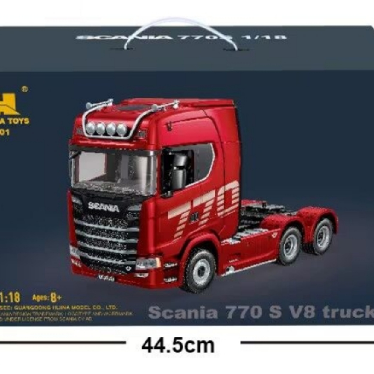 Huina SJY-1501/1502 1/18 4X4 RC Alloy Tractor Truck 770S V8 19CH 2.4G Engineering Trailer Light Sound Ready-to-Go Toys