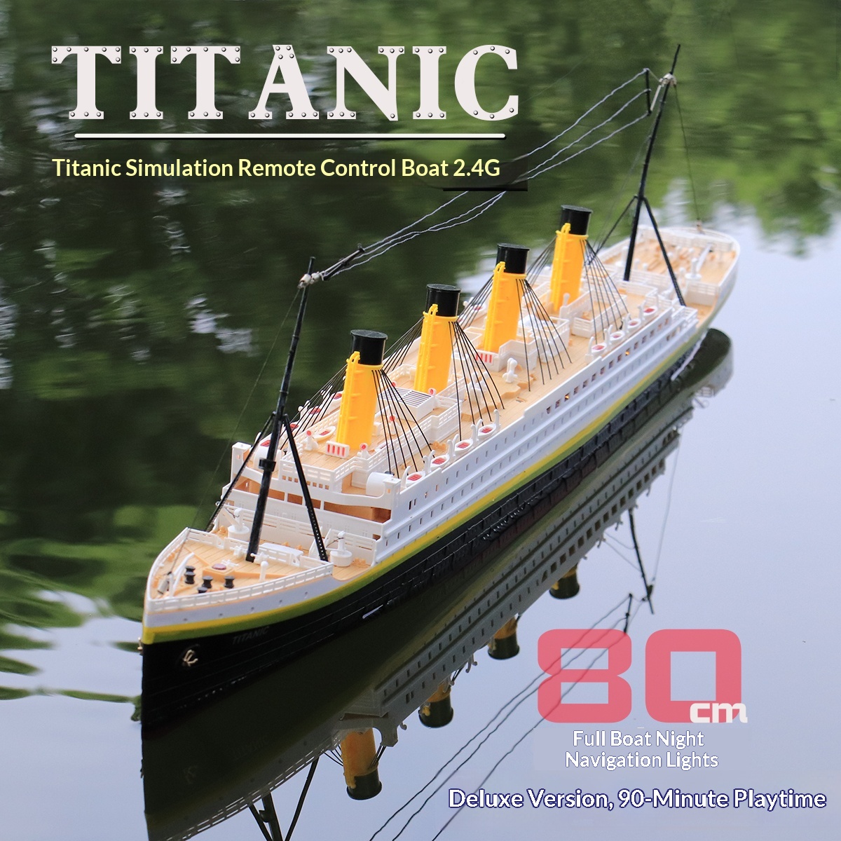 Titanic Cruise Speedboat RC Model Ship with 4-Channel Remote Control 80M Range Batteries Included-Children's Gift