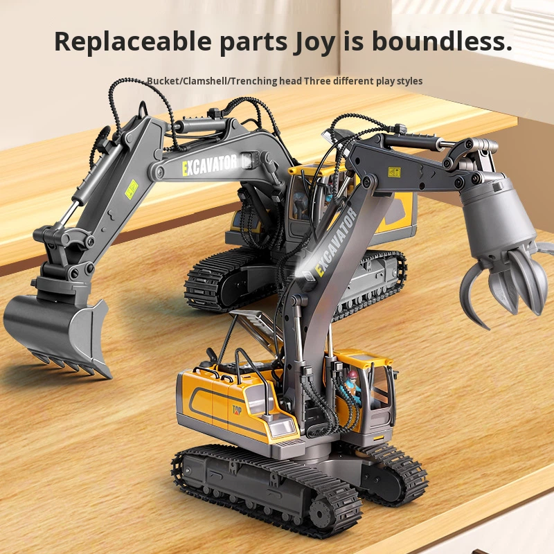 Hot Sales Three-in-One1:24 Scale Alloy 2.4G Wireless Remote Control Excavator Boys Children's Toy Digger Car Engineering Vehicle