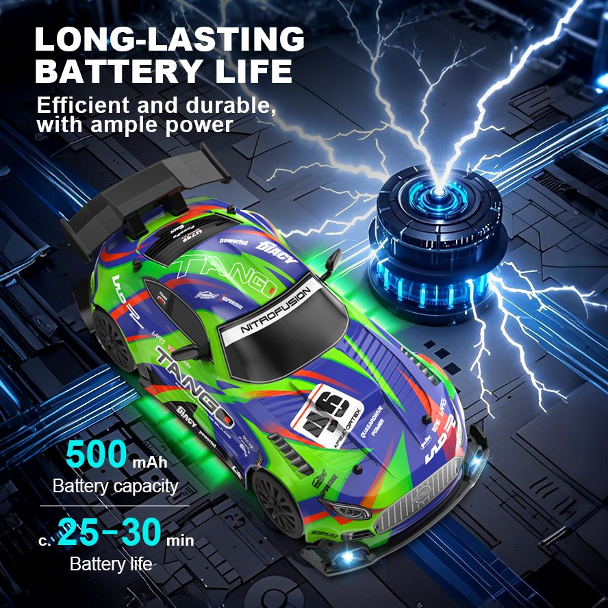 Remote Control Kids 1/24 Scale High Speed Electric RC Drift Car RTR Metal Drifting LED Lights 2.4GHz 4 Channel Toys