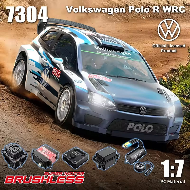 MJX Hyper GO 7304 1/7 Scale Metal Polo R WRC 4WD RC Rally Car 4S Brushless Motor 60km/H Official Licensed Drifting Ready-to-Go