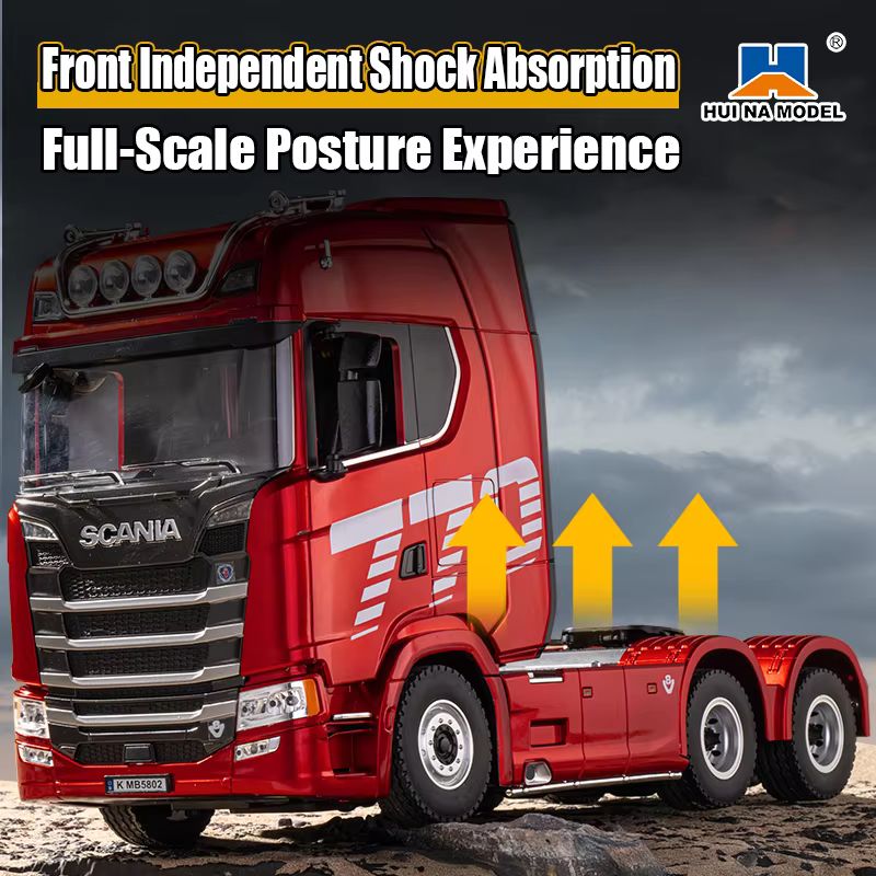 1 18 Scale 19 Channel Remote Control Trucks Scania 770 Alloy Model Toy Car Can Open the Door with Lights Semi-trailer Boy Toy