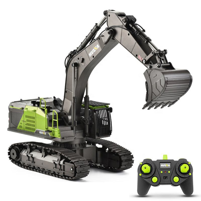 Huina 1593 1/14 22Ch Metal Alloy Remote Control Excavator Rc Construction Vehicles Huina Rc Engineering Truck Toy for Kids