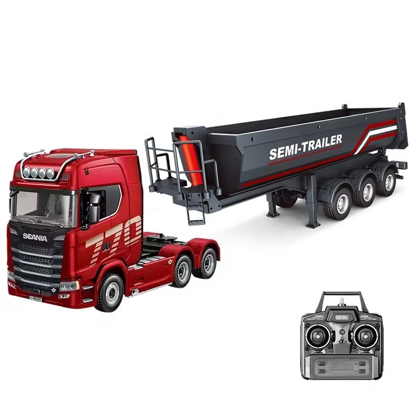 YT Authorized 770S V8 Scania 6x6 Heavy Hauler Truck HuiNa 1501 1:18 19CH 6WD RC Alloy Semi Tractor Trailer RC Truck