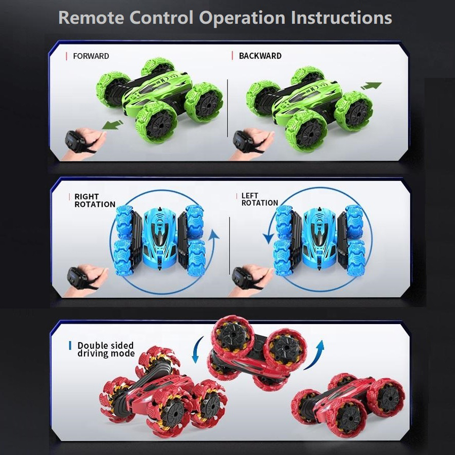 AiJH RC Stunt Car 4WD Off Road Double Sided 360 Rotating Explosive Gesture Sensing Remote Control Car Toy