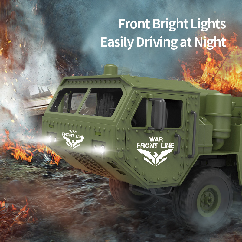 2.4G 6WD Rc Armored Truck Car 6Wheels Driving Military Pickup Truck