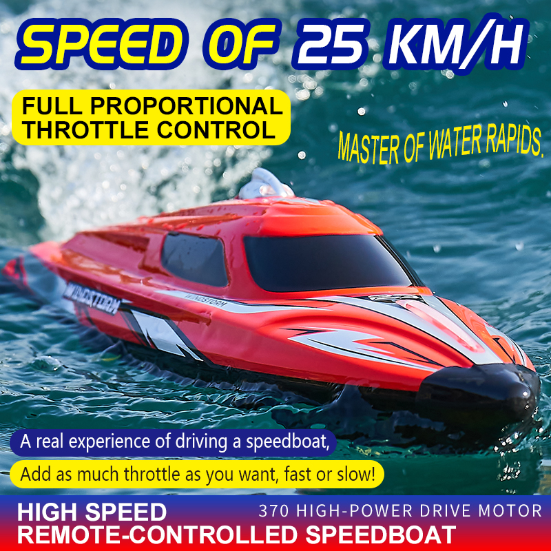 High Speed Waterproof Remote Control Boat with Anti-Collision and Navigation Lights for Kids and Adults
