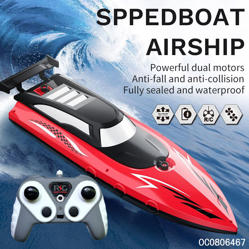 2.4G High-speed Remote-controlled Boat with Twin Propellers for Children's Outdoor Water Remote Control Speedboat Gifts Toys