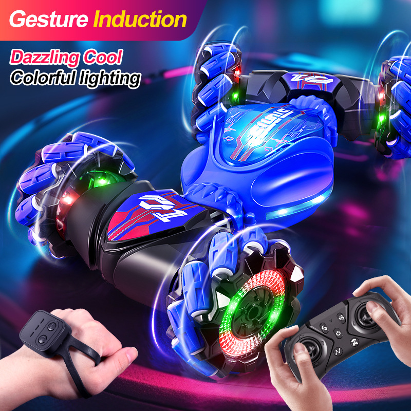 RC Off-Road Climbing Four-Wheel Drive Stunt Transforming Drift Racing Car LED Gesture Sensing Remote Control for Kids Boys