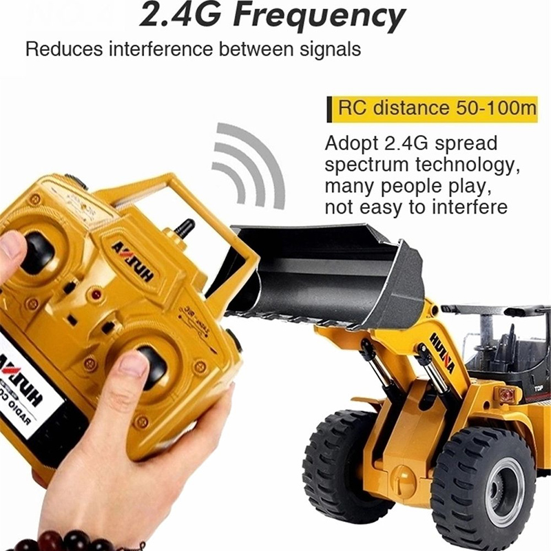 Huina 1583 V4 Led Lights 1 14 Simulation Heavy Sound Radio Control RC Hydraulic Loader Engineering Vehicle for Adults
