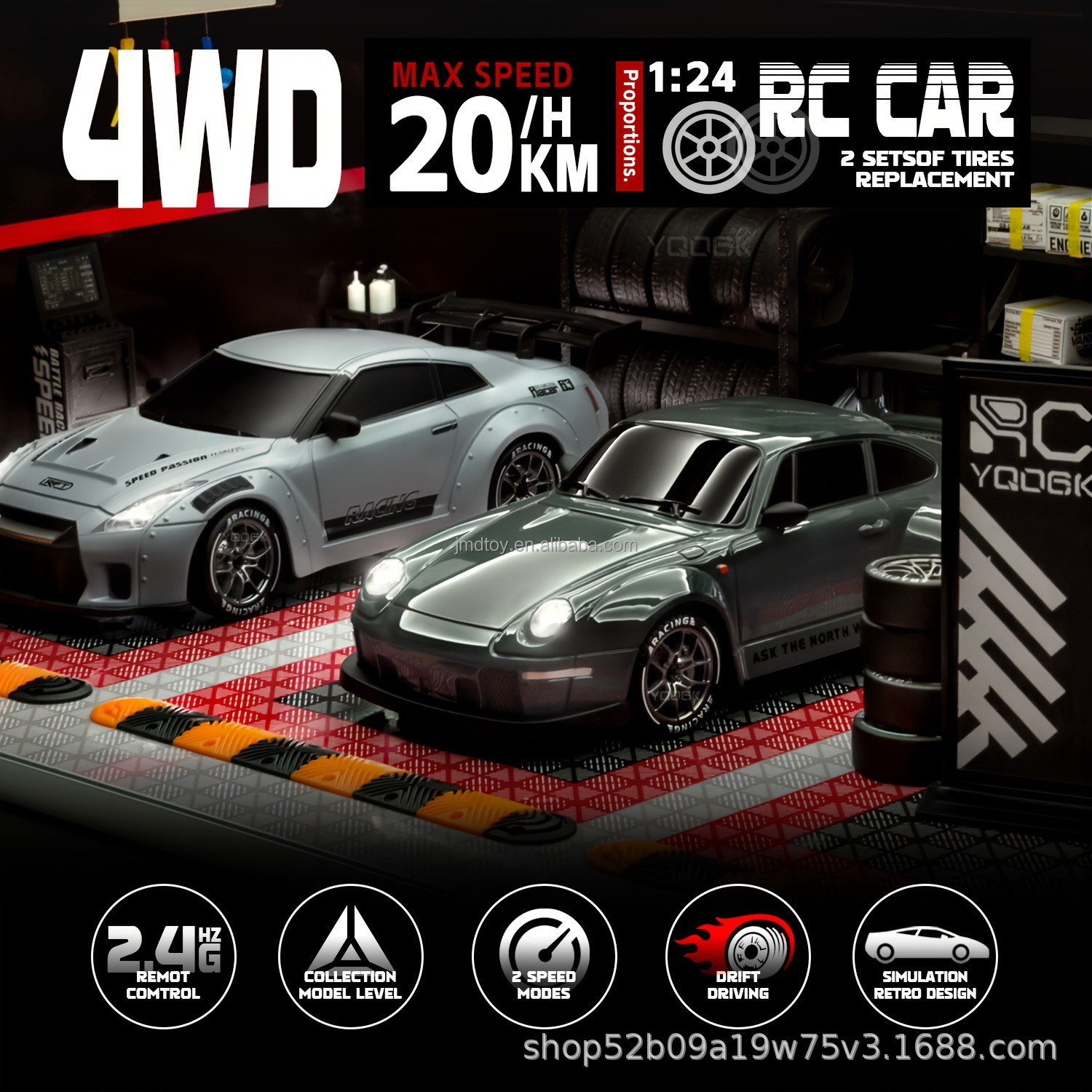 1/24 2.4Ghz 4WD 911 GTR Model Vehicle Super Sports Rc Racing Car 20km/h High Speed Hobby Grade Brushless Rc Drift Car 4x4 Toy
