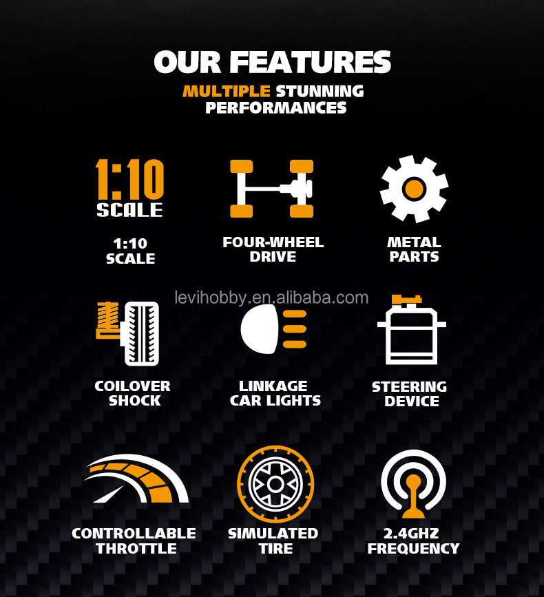 1/10 Scale 4WD RC Off-Road Race Car 2.4G Remote Control Classic Style Climbing Car Roof Rack All-Terrain Truck USB Cable