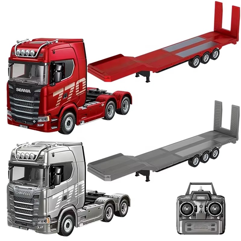 YT Authorized 770S V8 Scania 6x6 Heavy Hauler Truck HuiNa 1501 1:18 19CH 6WD RC Alloy Semi Tractor Trailer RC Truck
