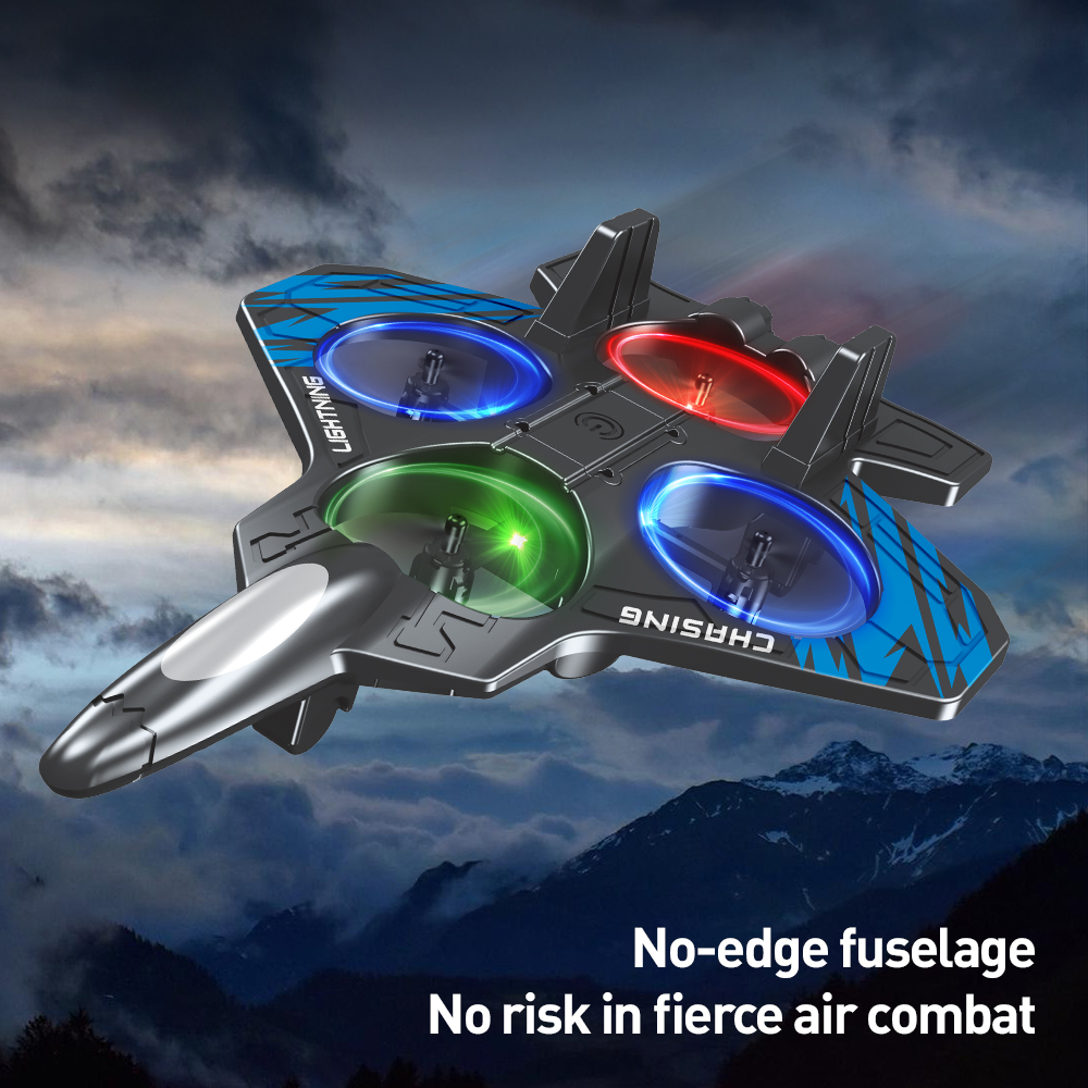 E72 Drones One Click Take off 2.4GHz Remote Control Aircraft Smart Hover Stunt 360 Flip RC Foam Airplane Fighter Jet with Light