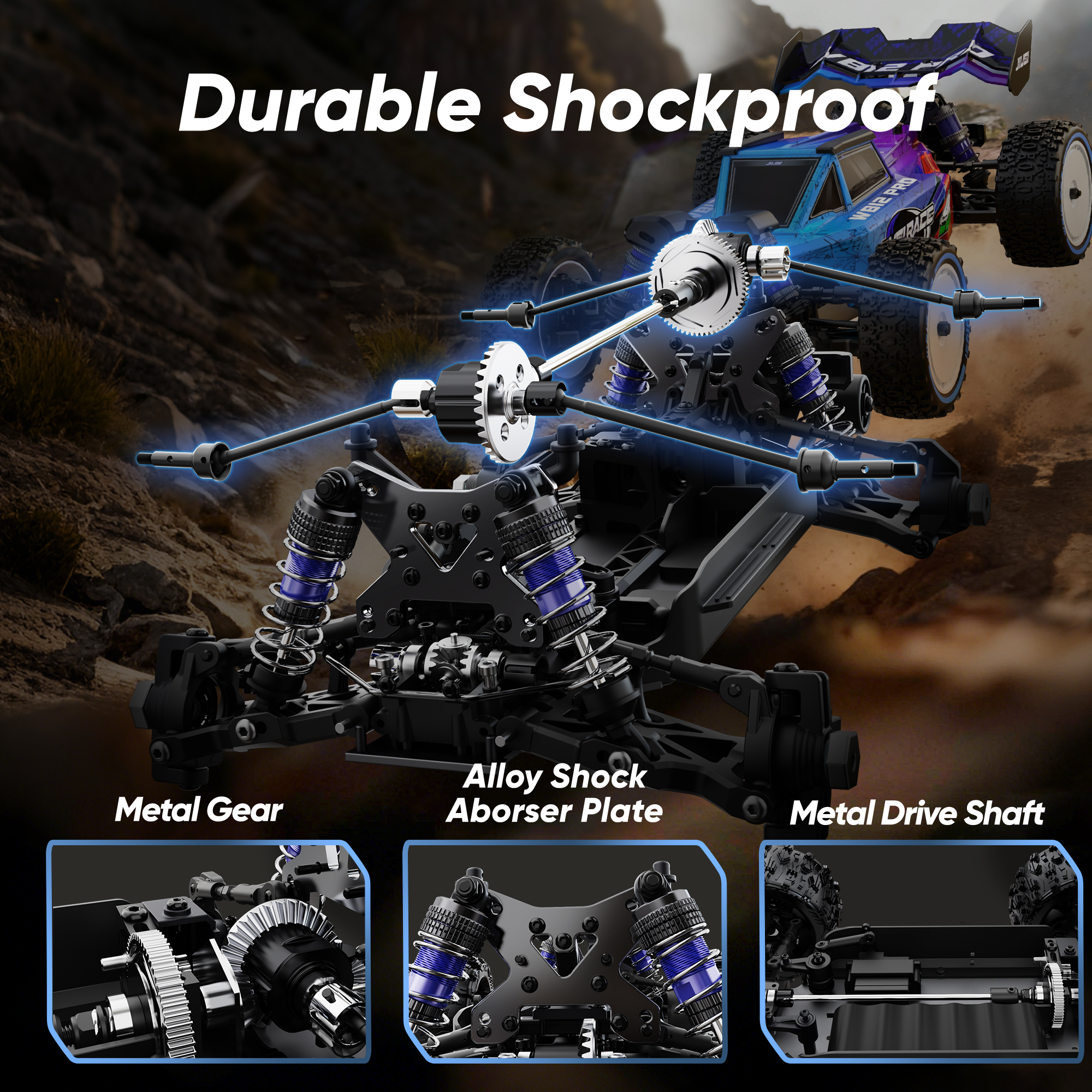 JIUSI WB12PRO 1:12 4WD High-Speed 2.4GHz 4-Channel RC Car Electric Metal Off-Road Race Car 80km/h Follow Me Ready-to-Go for Kids