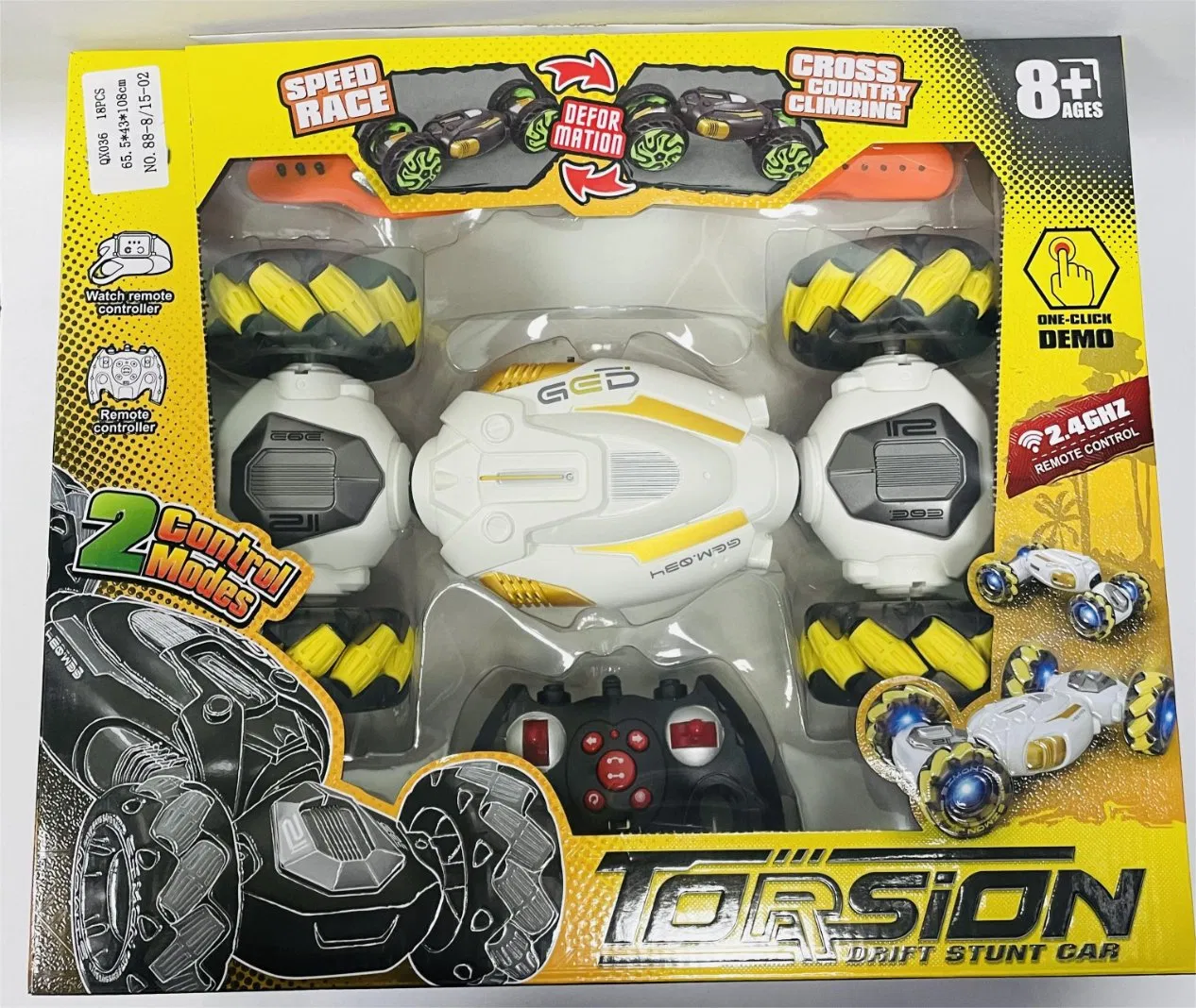 2.4GHz Double RC 360-Degree Rotation Stunt Drift Vehicle for Children with Lights