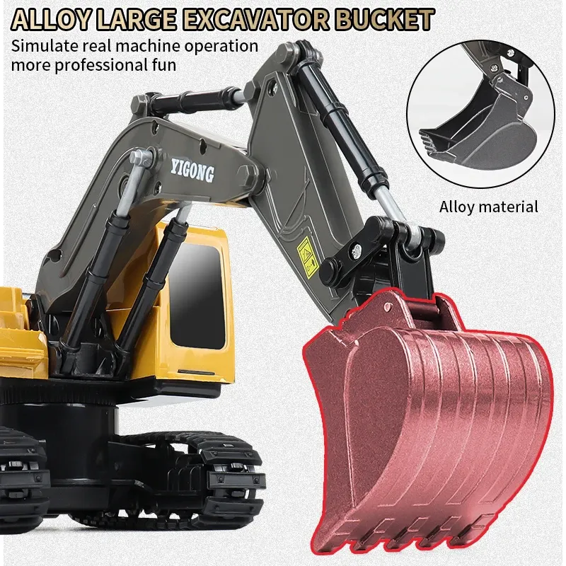 2.4G Remote Control Expert Excavator Dump Truck RC Model Car Toy Professional Alloy Plastic Simulation Construction Vehicle