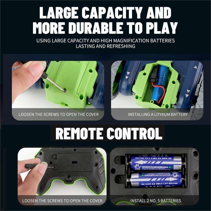 AiJH Double Sided RC Stunt Car 360° Flips &amp; Rotating Electric Remote Control Vehicle with LED Lights Rc Car for Kids