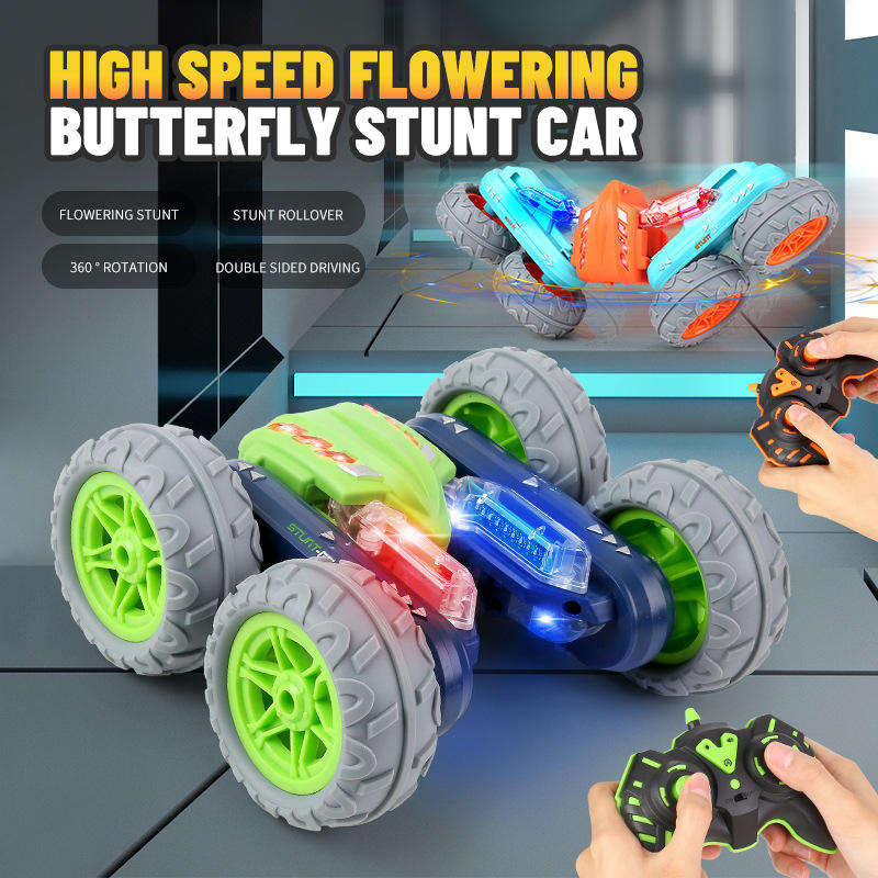 AiJH Double Sided RC Stunt Car 360° Flips &amp; Rotating Electric Remote Control Vehicle with LED Lights Rc Car for Kids