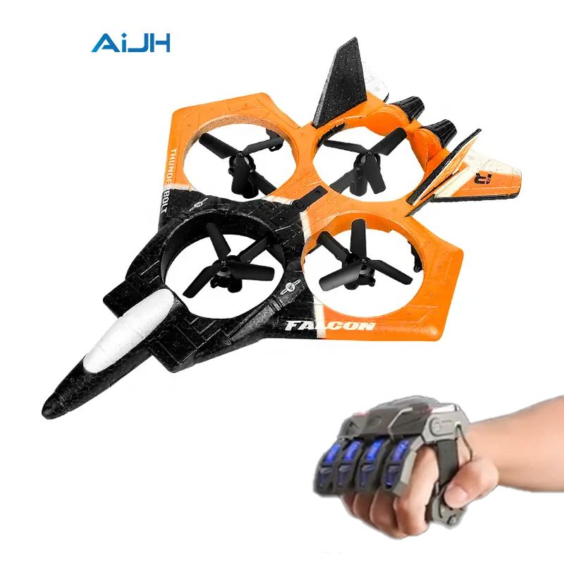 AiJH EPP Rc Plane Remote Control Plane RC Fighter Jet With Light 360 Flip Quadcopter 2.4 GHz Connection Beginner RC Plane Toy