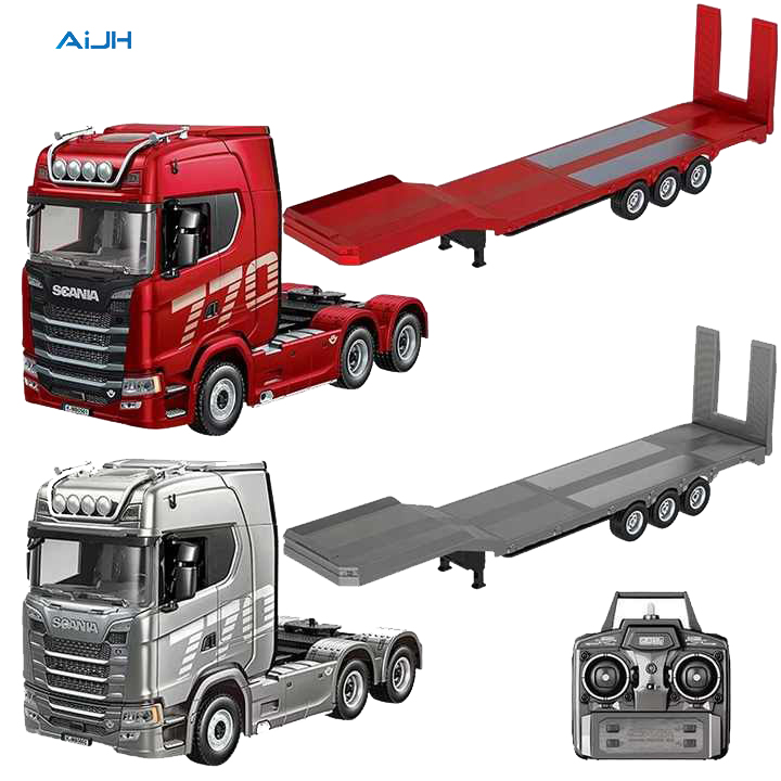 AiJH 1:18 Alloy RC Truck 2.4GHZ Trailer Engineering Car1501 1502 Light and Sound HUINA 19CH Remote Control Tractor Trailer