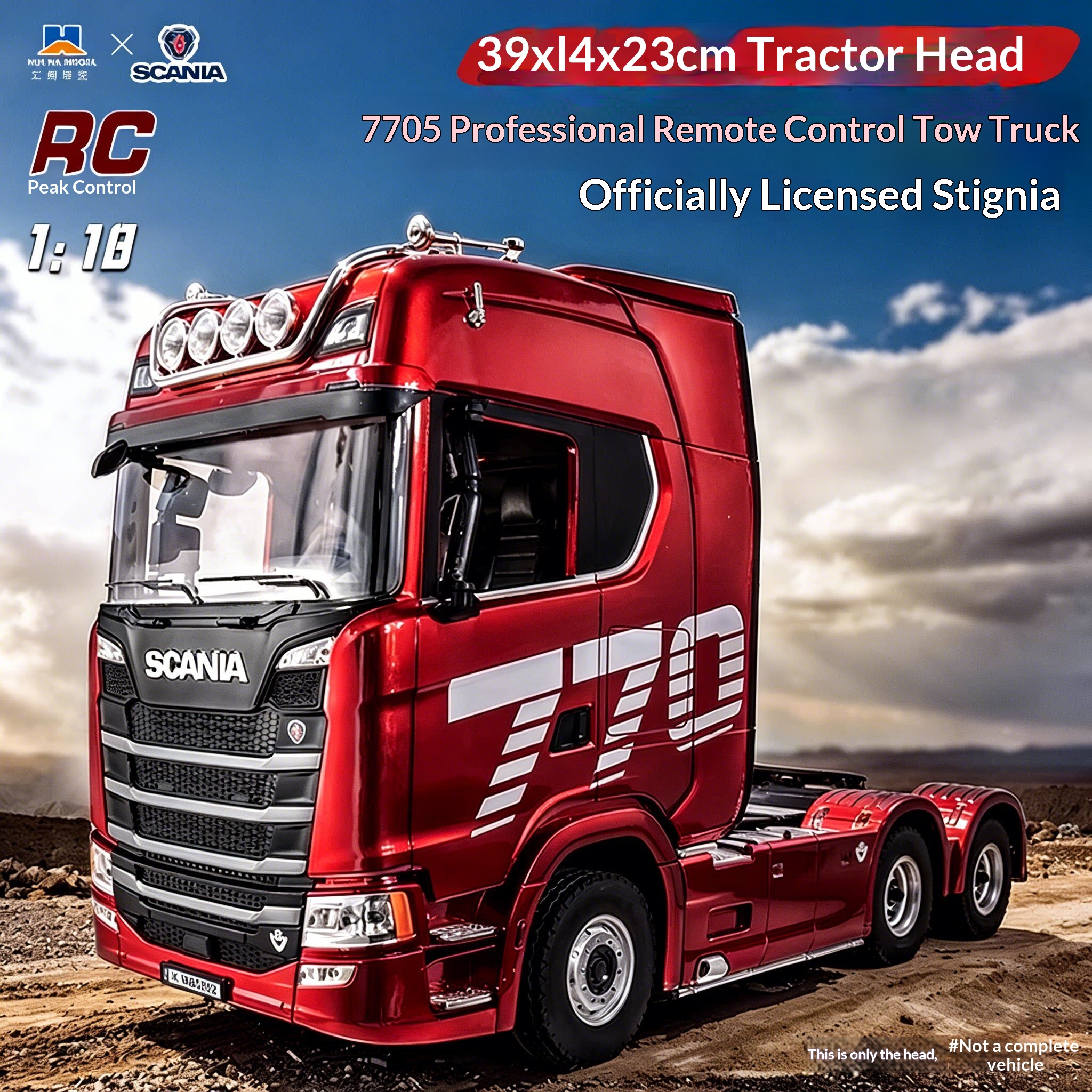 Authentic Scania 770S Electric Metal Remote-Control Truck Model, 1501/1502 Tractor Toy 1:18 Scale Semi-Trailer Truck by Hui Na