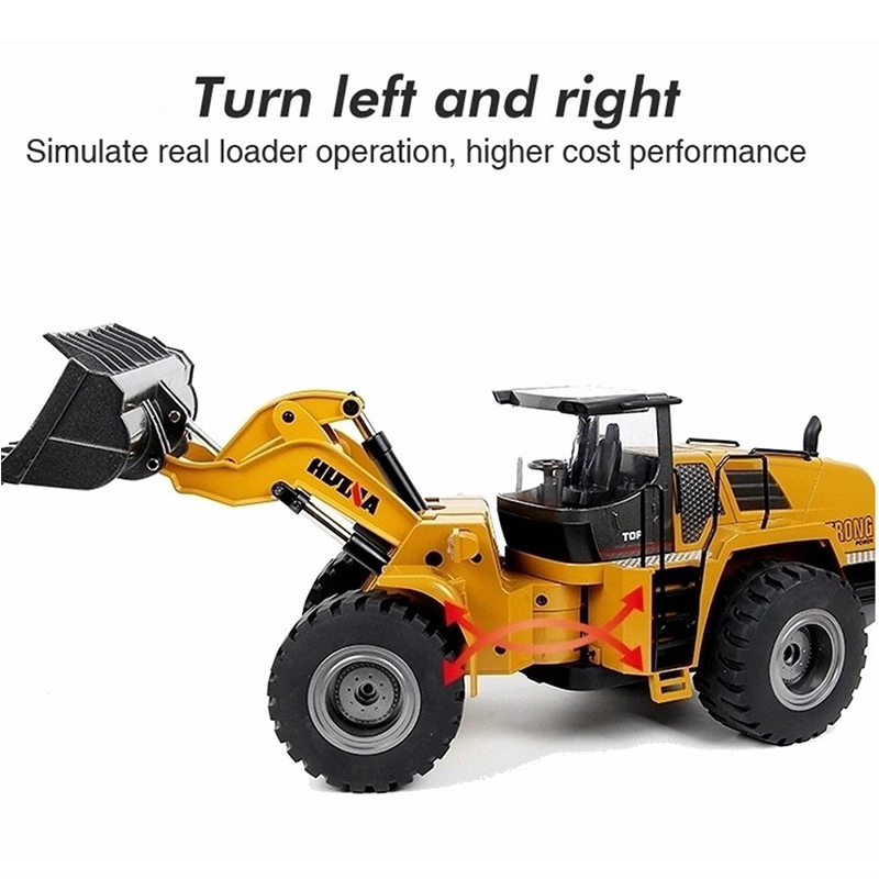Huina 1583 V4 Led Lights 1 14 Simulation Heavy Sound Radio Control RC Hydraulic Loader Engineering Vehicle for Adults
