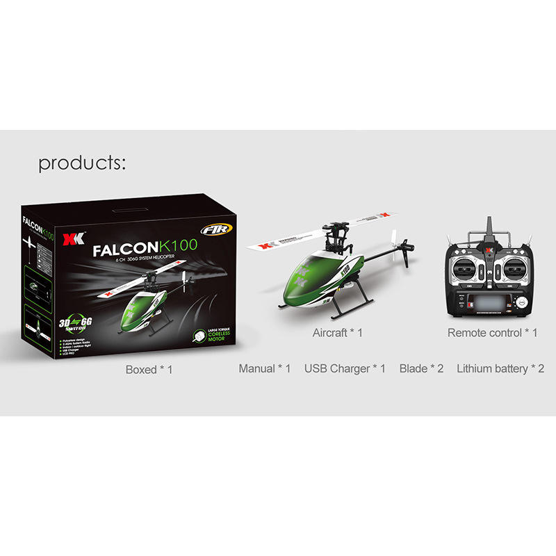 K100 3D/6G 6 Channels RC Aircraft Mini Flybarless Single Rotor Remote Control Helicopter Dual Toys