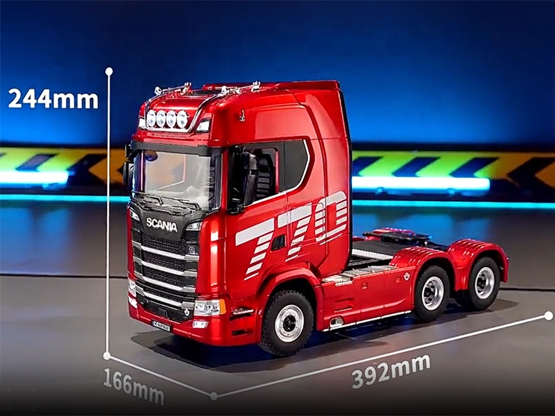 Authentic Scania 770S V8 1:18 Scale Container Tow Truck RC Trailer Semi-truck 2.4GHz Proportional Radio Control with LED Lights