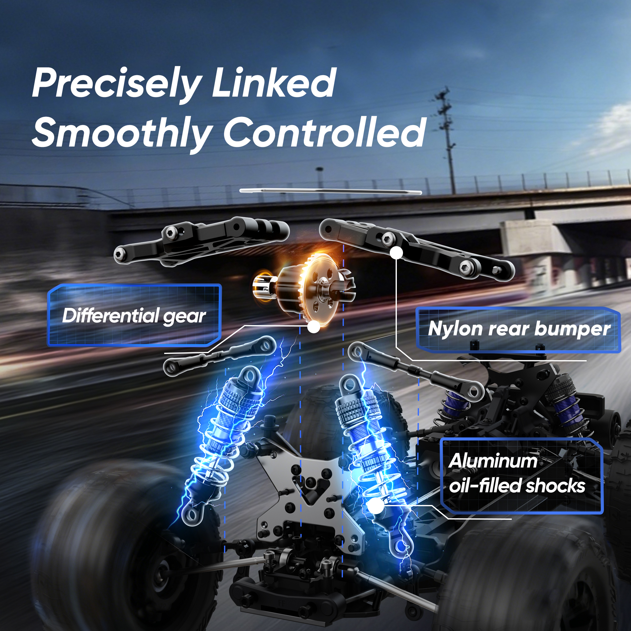 JIUSI PT14R 2.4G 1/14 Electric 4WD 80KM/H Brushed Remote Controller Off-Road Monster Truck High Speed RC Car App-Controlled 150m