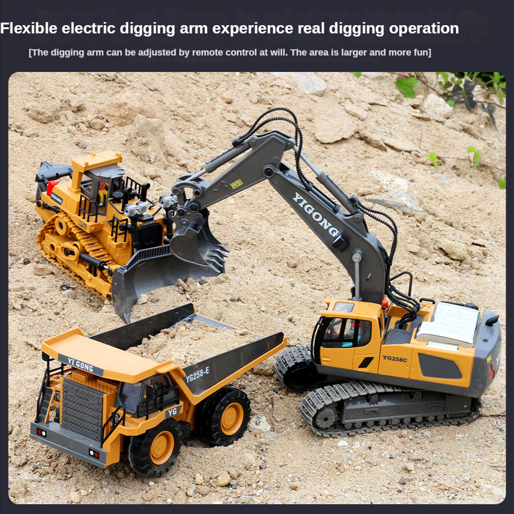 ROXGOCT 1:20 RC Excavator 11CH 2.4G Remote Control Racing Engineering Vehicle Crawler Truck Bulldozer Dumper Car Toys Charger
