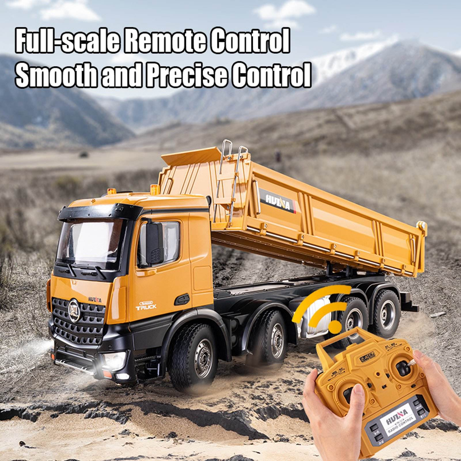 Hot Huina 1536 1:14 Scale 2.4GHz Alloy Metal RC Dump Truck with USB Cable 12-Channel Control 25M+ Range Ready-to-Go