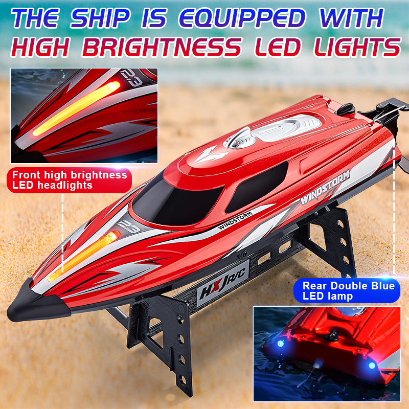 High Speed Waterproof Remote Control Boat with Anti-Collision and Navigation Lights for Kids and Adults