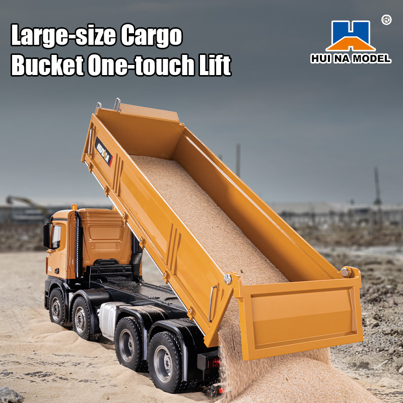 1/14 12-CH Remote-Control Dump Truck Semi-Alloy Metal Reinforced Concrete Construction Vehicle Heavy-Duty Truck Toy Huina 1536