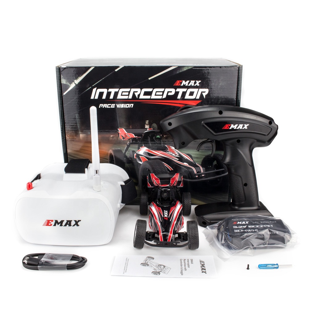 Emax Interceptor FPV Racing Car 2.4G Radio Control High Speed With Camera Glasses RC Car 2~3S RTG Version for Gift