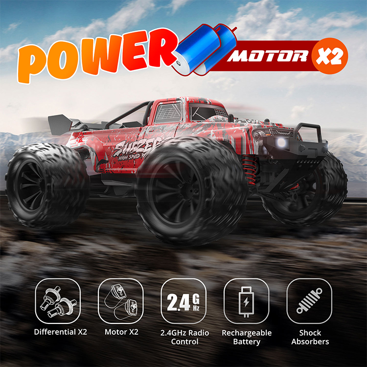 WT202361 2025 Newest Waterproof 2.4GHz Rc Racing Car 1/16 40+MPH with Dual 280 Motor 4-Channel Remote Controller for Adults