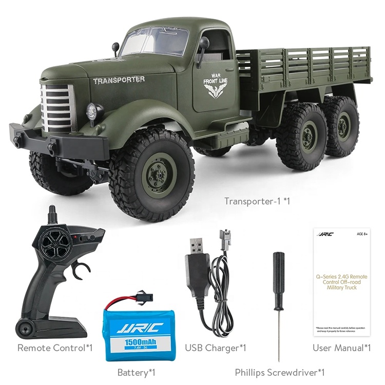 Wholesale JJRC Q60 RC Trucks Military Off-Road Crawler 1/16 Scale 6WD 2.4G Remote Control Trucks Army Model Truck Toys for Boys