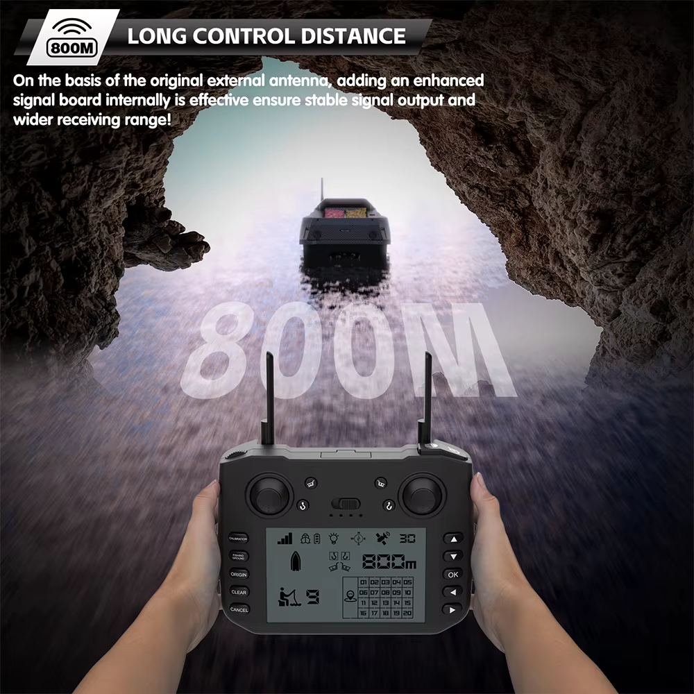 New V080 Bait Boat With Fish Finder 180 Points Gps Bait Boat 120ft Bait Boat Sonar Dual Brush Motor 800 Control Distance