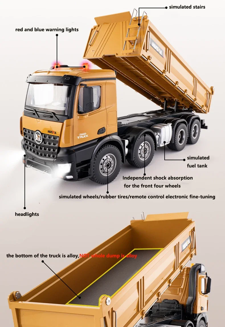 SJY-1536 Model R/C Dump Truck Loading Car Remote Controlled Car Construction Engineering Truck 1/14 Scale Rc Vehicle Toys