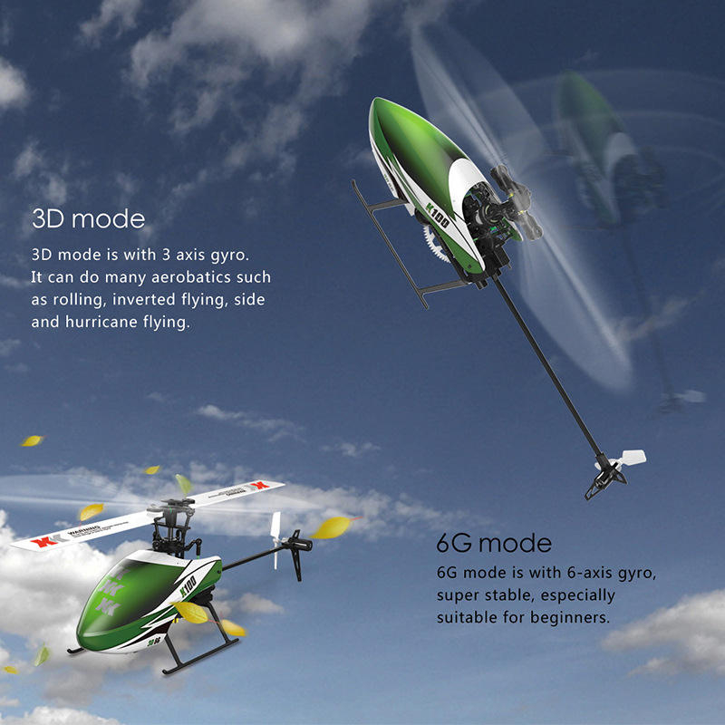K100 3D/6G 6 Channels RC Aircraft Mini Flybarless Single Rotor Remote Control Helicopter Dual Toys