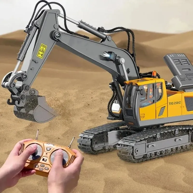 11 Channel Alloy Remote Control Engineering Vehicle Toys 2.4G Wireless Excavator Bulldozer Children's Excavator Wholesale Toys