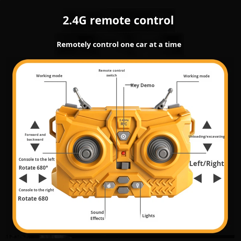 Hot Sales Three-in-One1:24 Scale Alloy 2.4G Wireless Remote Control Excavator Boys Children's Toy Digger Car Engineering Vehicle