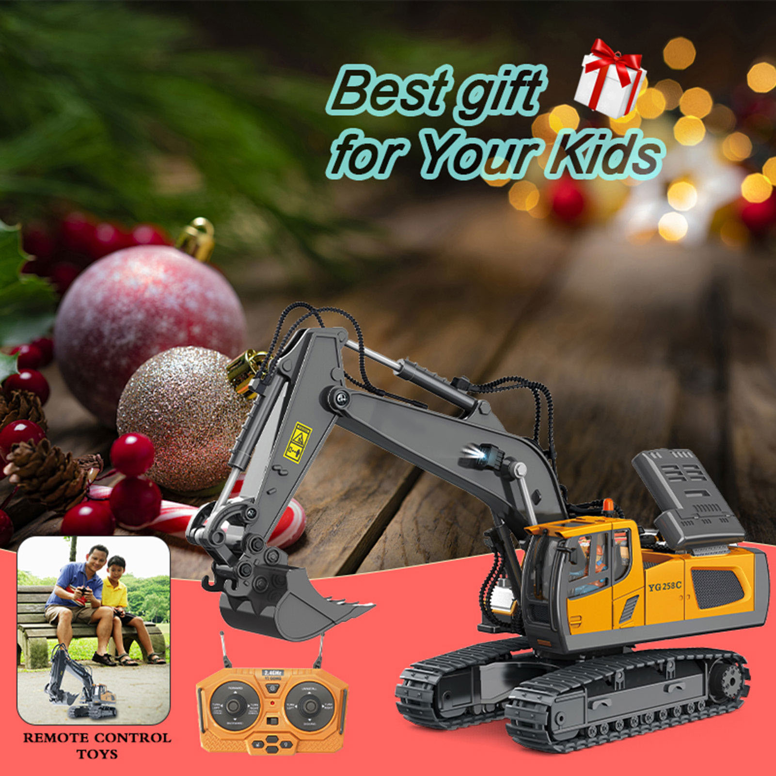 ROXGOCT 1:20 RC Excavator 11CH 2.4G Remote Control Racing Engineering Vehicle Crawler Truck Bulldozer Dumper Car Toys Charger