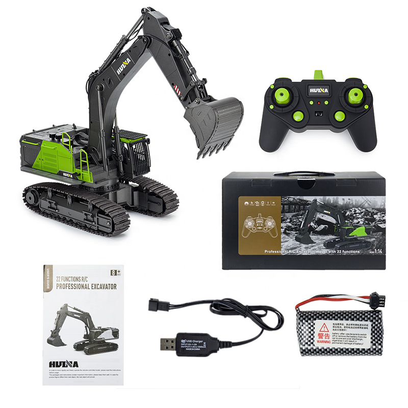 HUINA 1593 RC Excavator Metal 1/14 Dumper Truck Crawler Alloy Tractor Loader 2.4G Radio Controlled Car Rc Cars for Kids