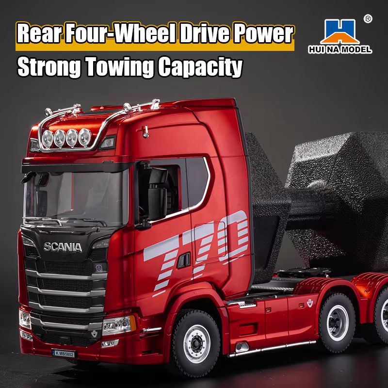 1 18 Scale 19 Channel Remote Control Trucks Scania 770 Alloy Model Toy Car Can Open the Door with Lights Semi-trailer Boy Toy