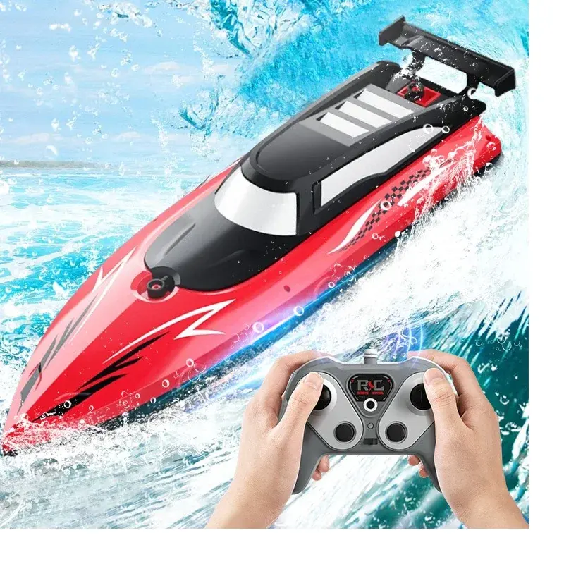 2.4G High-speed Remote-controlled Boat with Twin Propellers for Children's Outdoor Water Remote Control Speedboat Gifts Toys