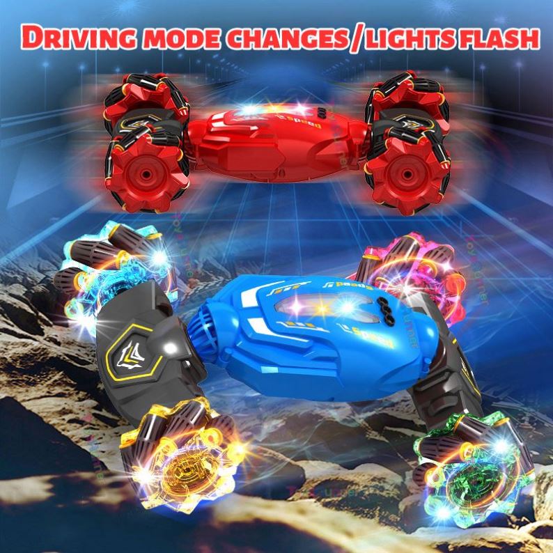 New Four-Wheel Electric Remote Control Car RC Off-Road Vehicle Mini 4X4 Toy Twisting Stunt Double Side Remote Control USB Cable