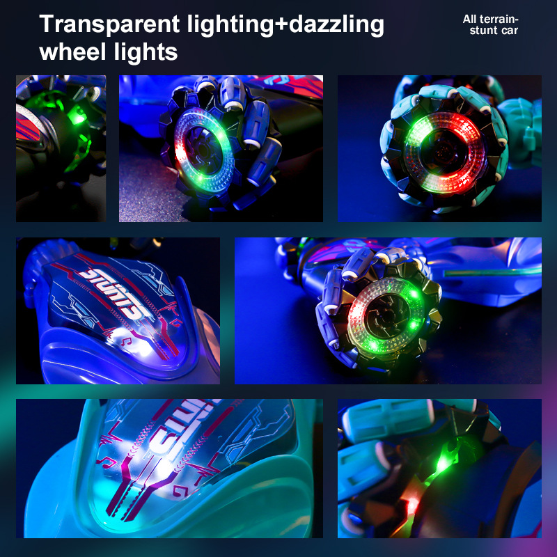 RC Off-Road Climbing Four-Wheel Drive Stunt Transforming Drift Racing Car LED Gesture Sensing Remote Control for Kids Boys