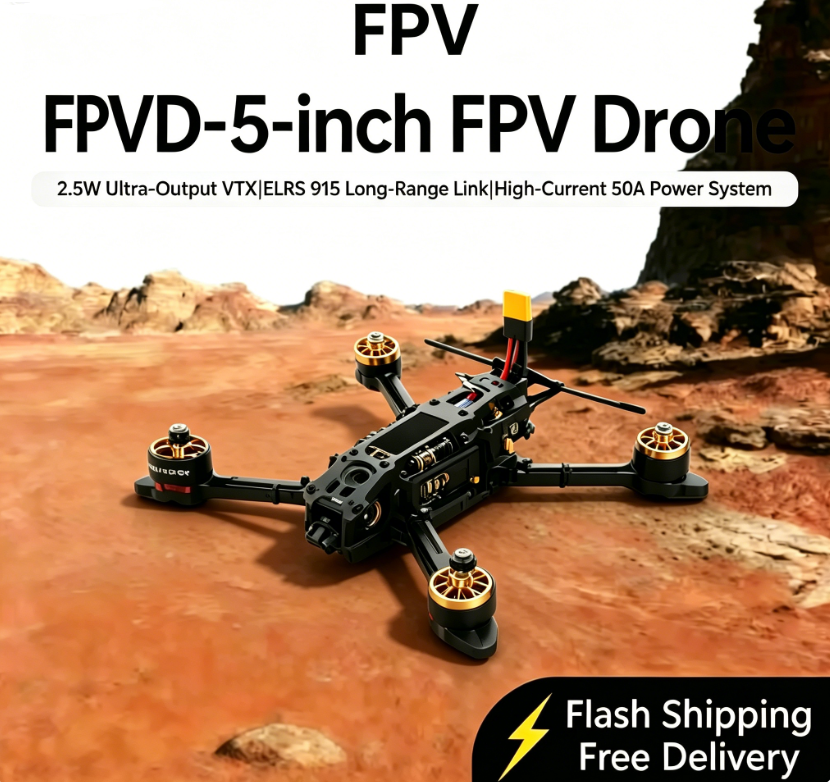 5 Inch Racing RC Aircraft with ELRS 915 Receiver, 2.5W High Power VTX 50A ESC RC Quadcopter for Freestyle Enthusiasts
